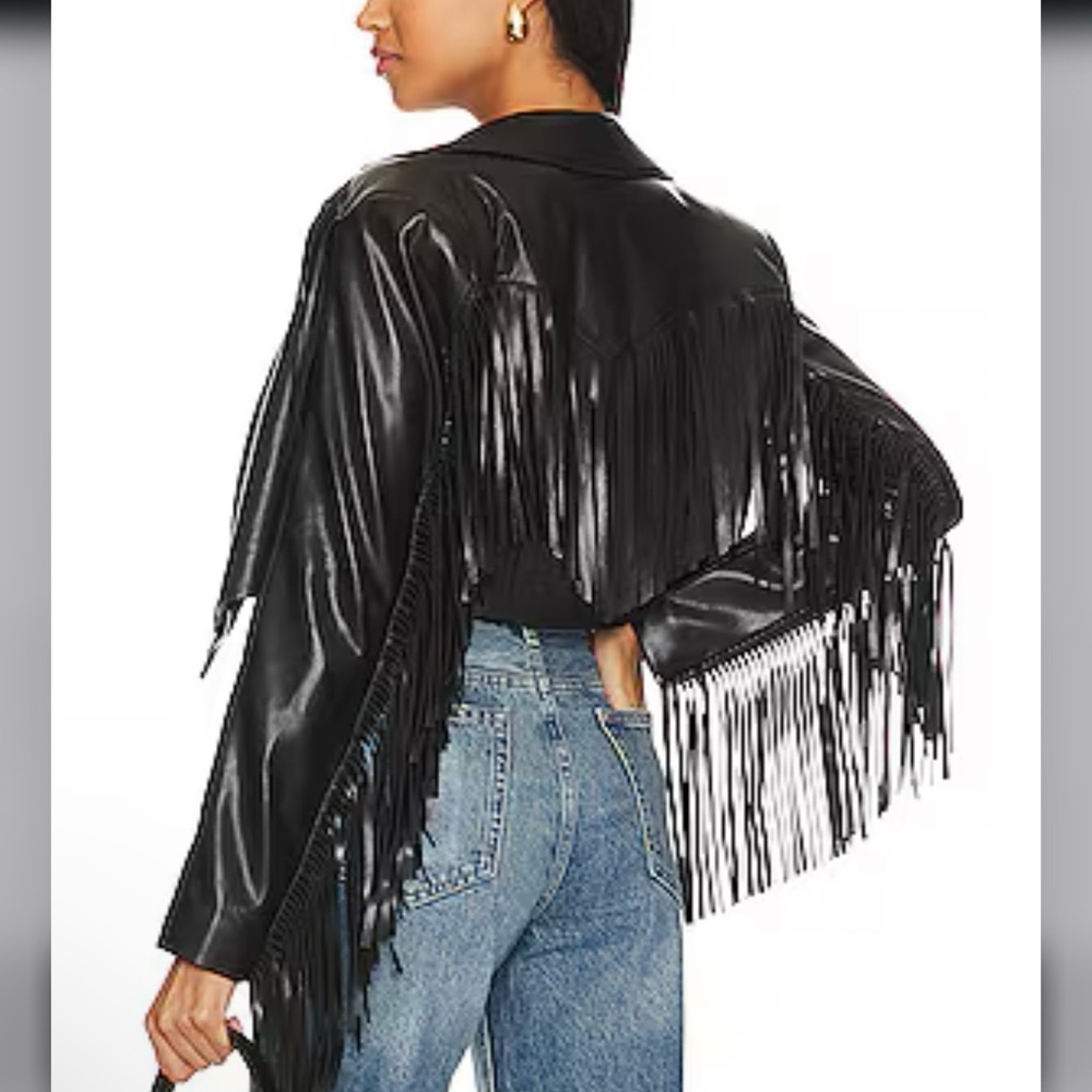 Black Fringe Leather Jacket 🖤